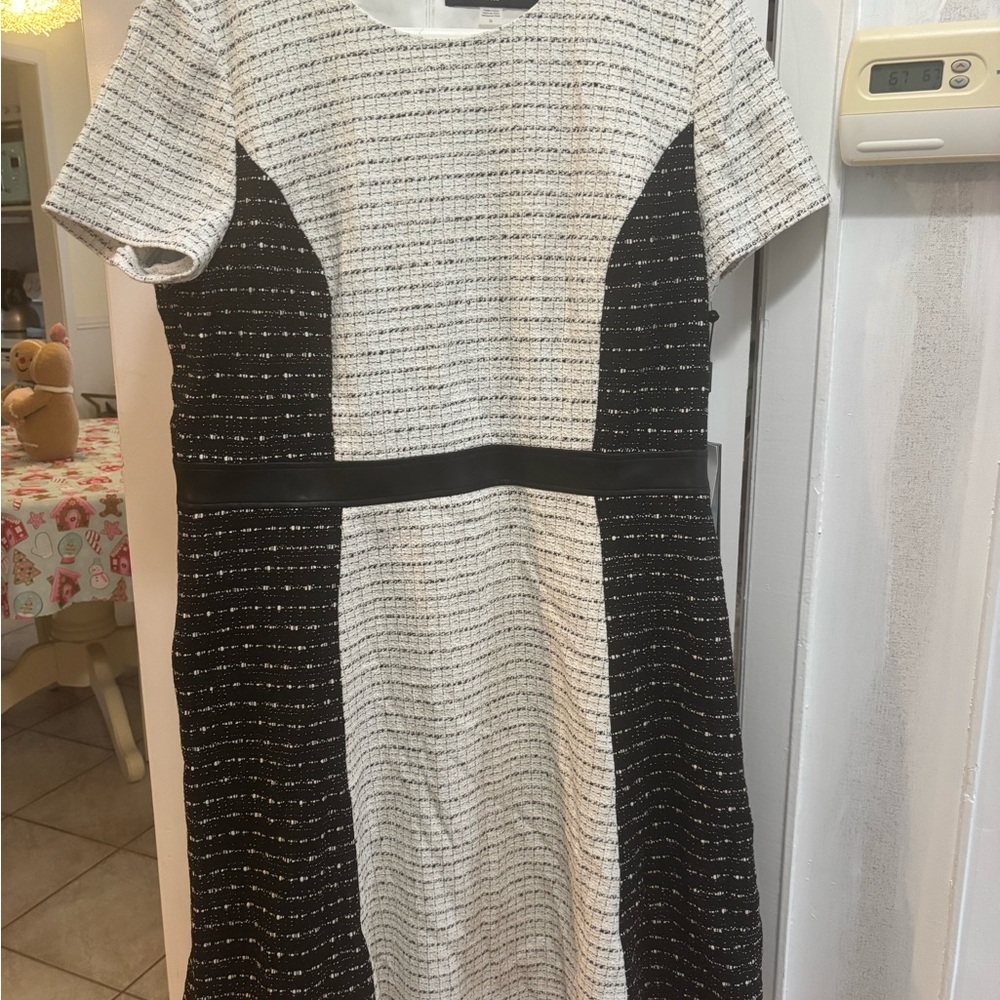 Karl Lagerfeld Black and White Textured Mini Dress